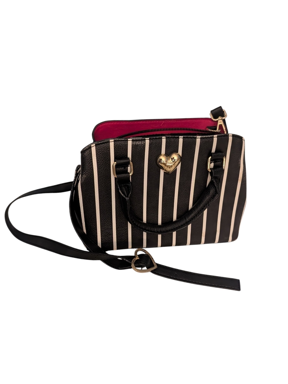 Betsey Johnson Striped Black and White Crossbody Bag
